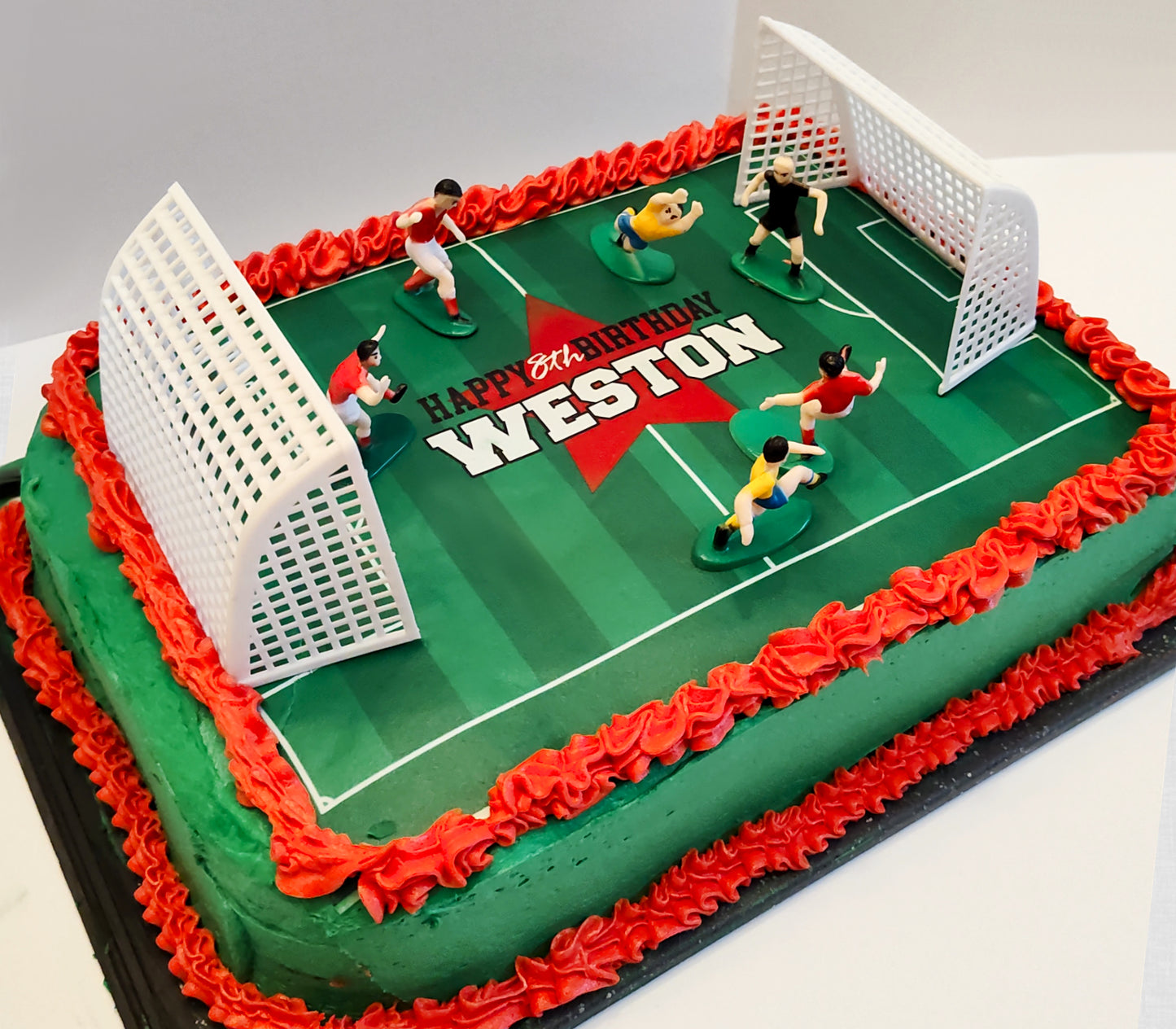 Edible Soccer Field Cake Topper Personalized Sugar Sheet | for a Soccer Birthday or Team Party