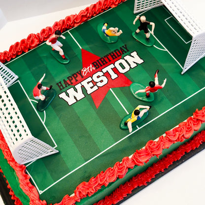 Edible Soccer Field Cake Topper Personalized Sugar Sheet | for a Soccer Birthday or Team Party