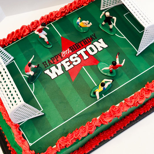 Edible Soccer Field Cake Topper Personalized Sugar Sheet | for a Soccer Birthday or Team Party