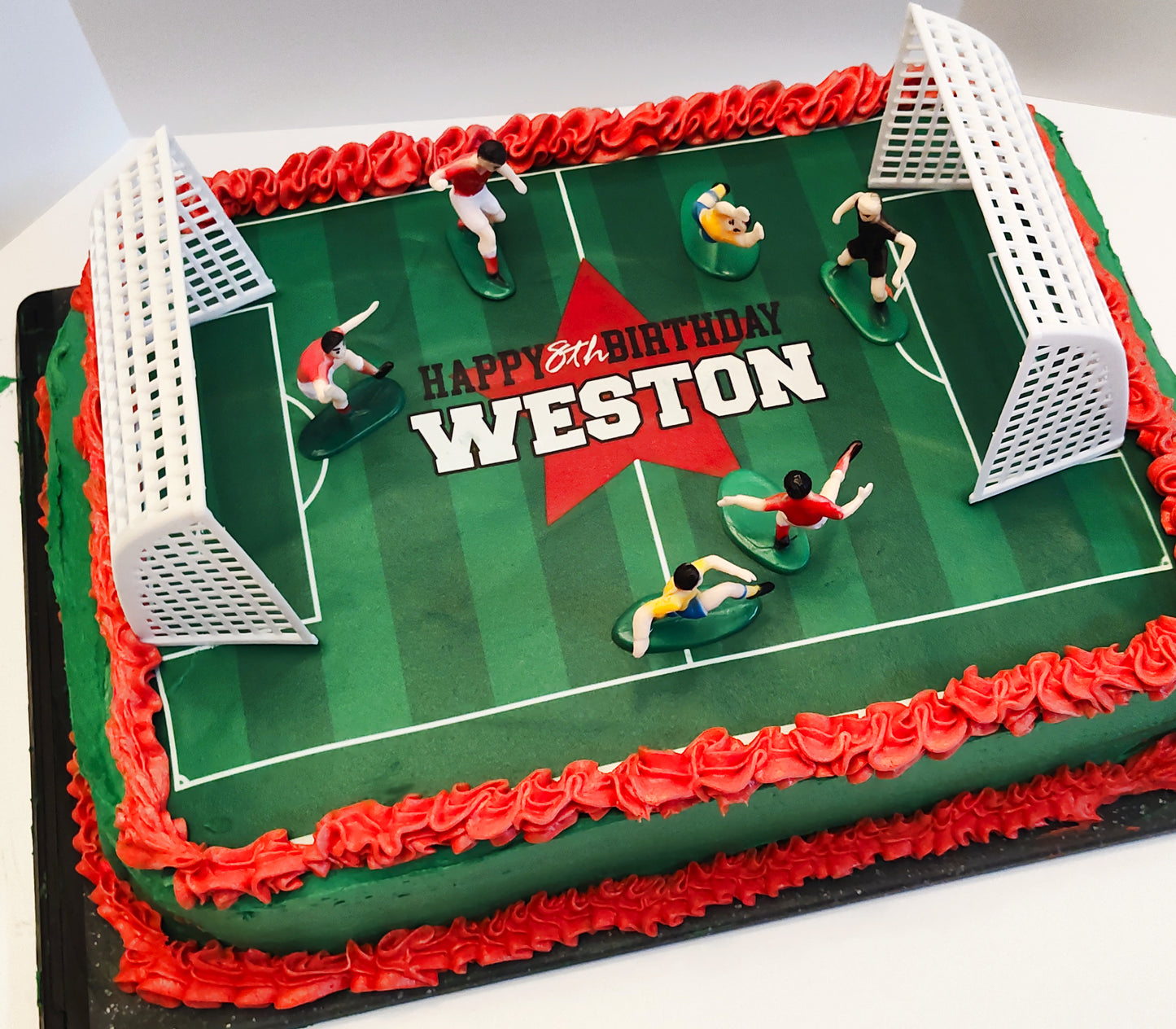 Edible Soccer Field Cake Topper Personalized Sugar Sheet | for a Soccer Birthday or Team Party