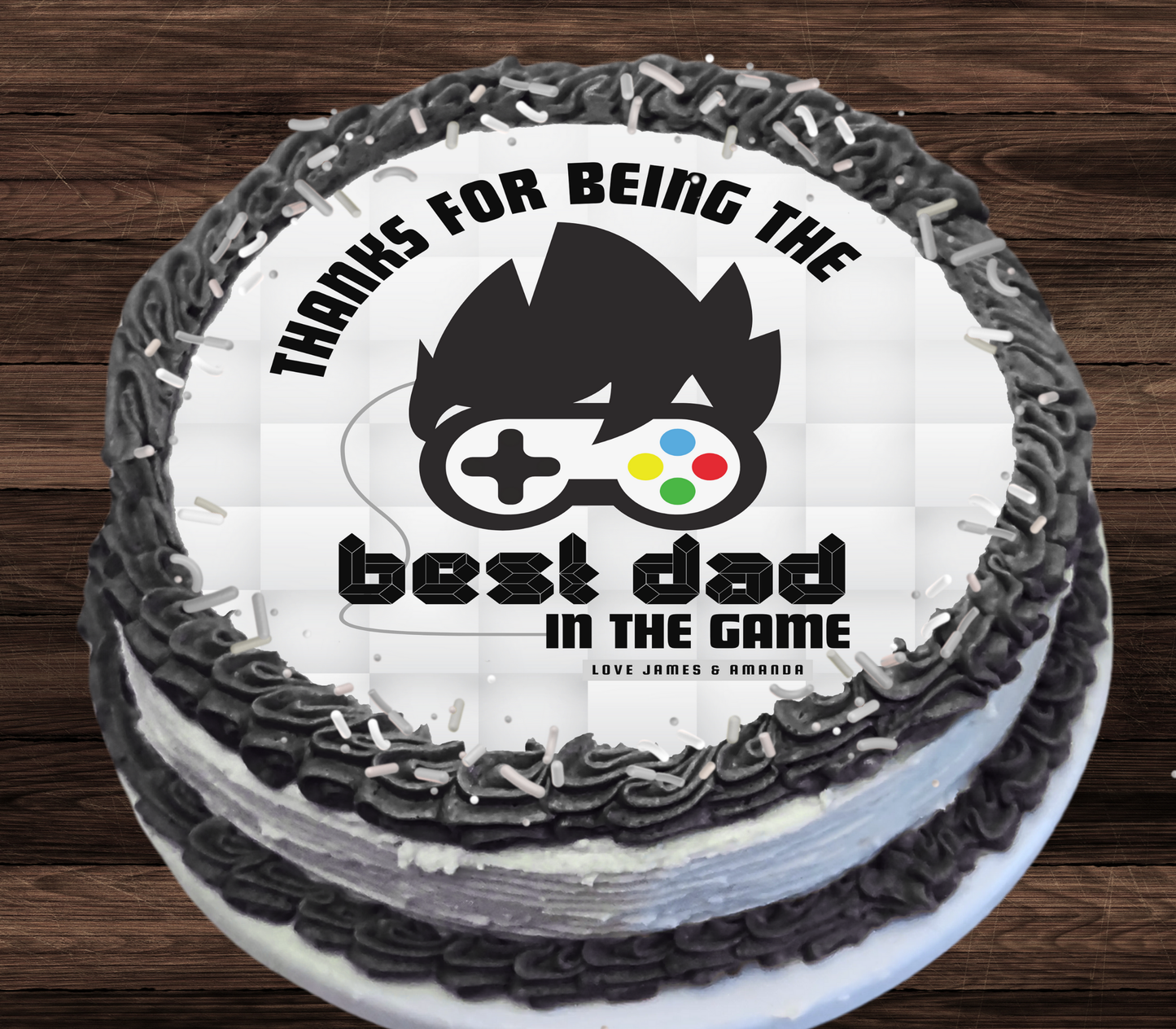 Gaming Edible Father's Day Cake Topper Personalized Sugar Sheet | 4 Style Options