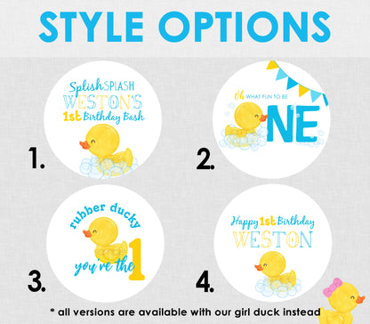Rubber Ducky 1st Birthday Edible Cake Topper Sugar Sheet | 4 Styles Available