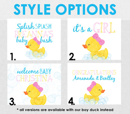 Girl Rubber Duck Baby Shower Edible Cake Topper Sugar Sheet | 4 Styles Available