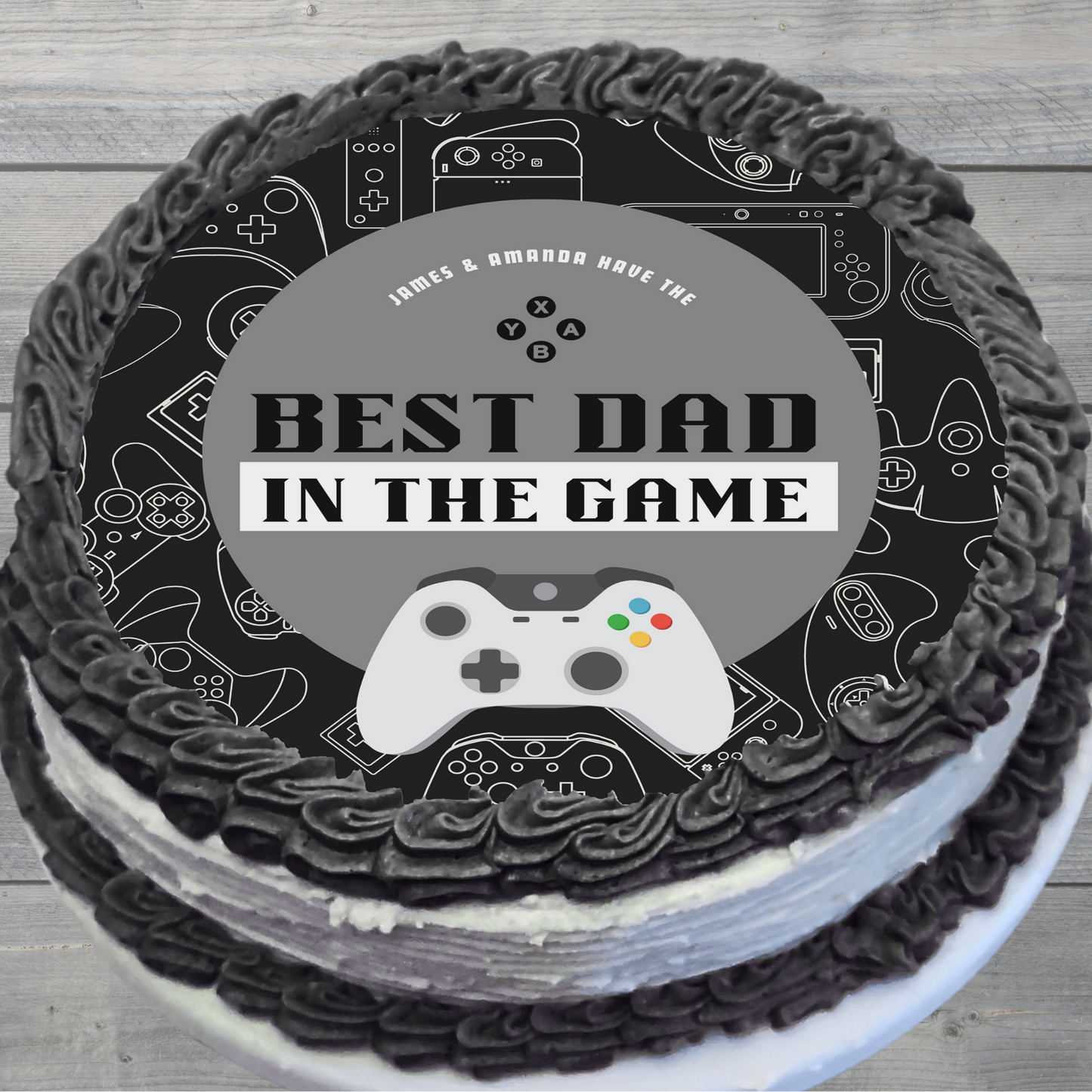 Gamer Father's Day Edible Cake Topper Personalized Sugar Sheet | 4 Style Options
