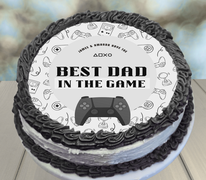 Gamer Father's Day Edible Cake Topper Personalized Sugar Sheet | 4 Style Options