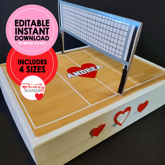 Printable Valentines Volleyball Court For Box || EDITABLE DIGITAL DOWNLOAD