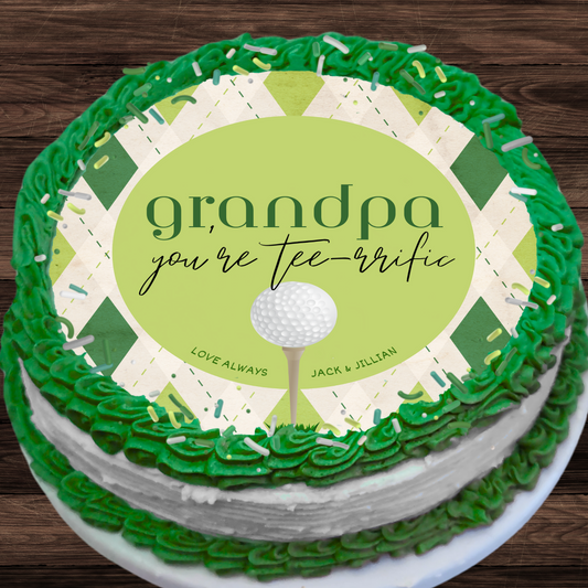 Golf Edible Father's Day Cake Topper Personalized Sugar Sheet | 5 Style Options