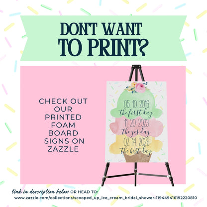 Ice Cream First Day, Yes Day, Best Day Bridal Shower Sign (Editable Digital Download)