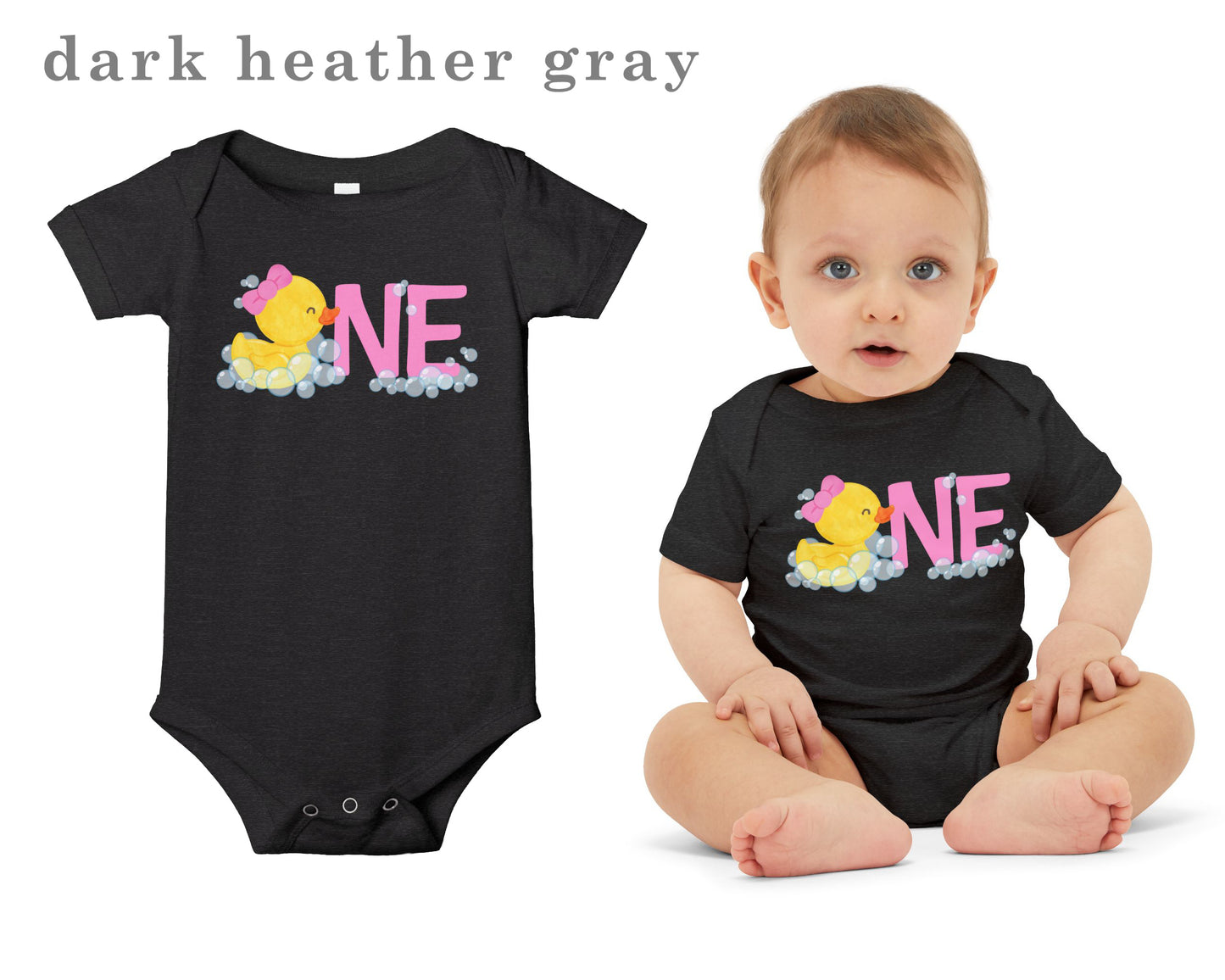 Girl Rubber Ducky ONE First Birthday Bodysuit