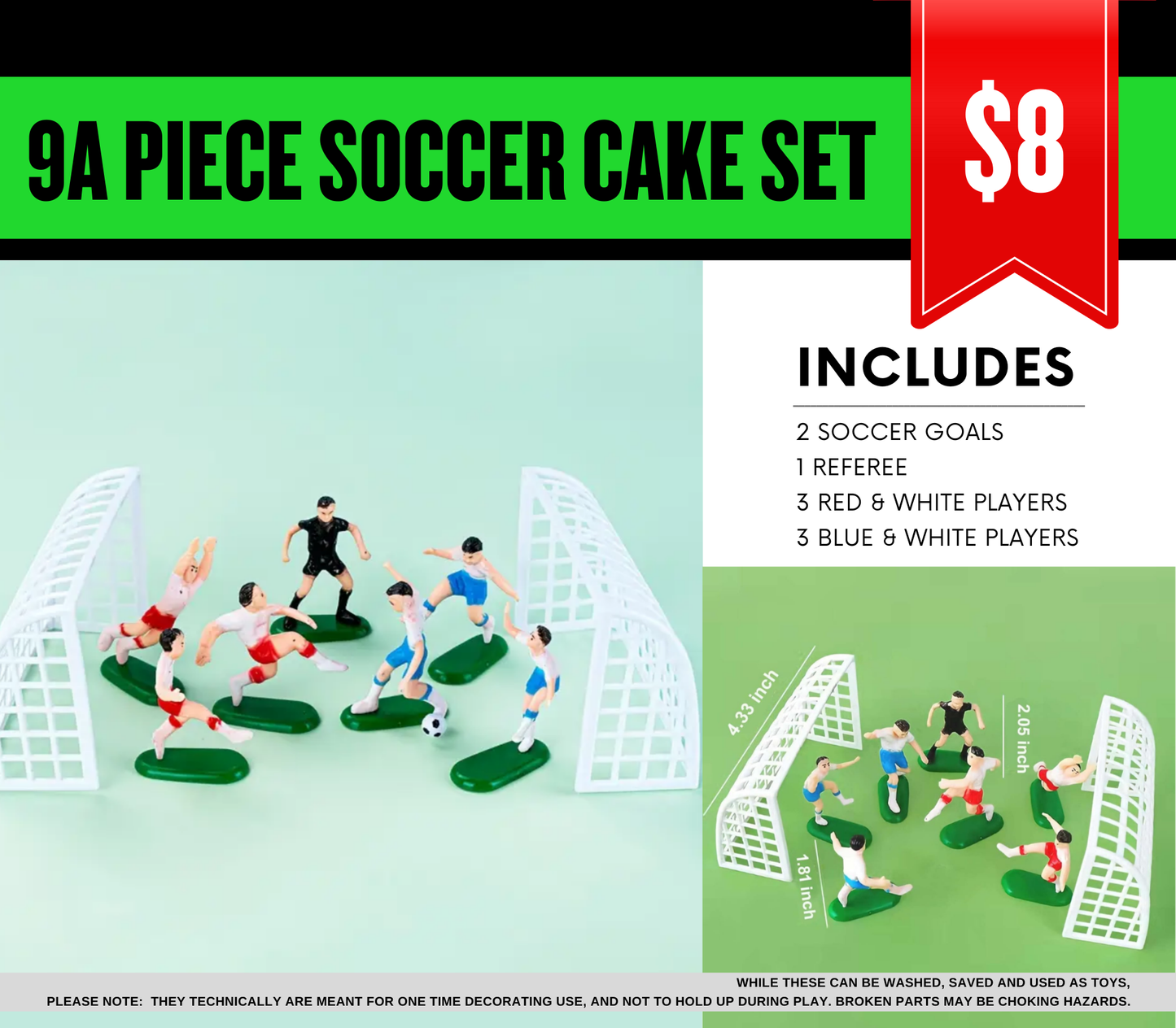 Edible Soccer Field Cake Topper Personalized Sugar Sheet | for a Soccer Birthday or Team Party