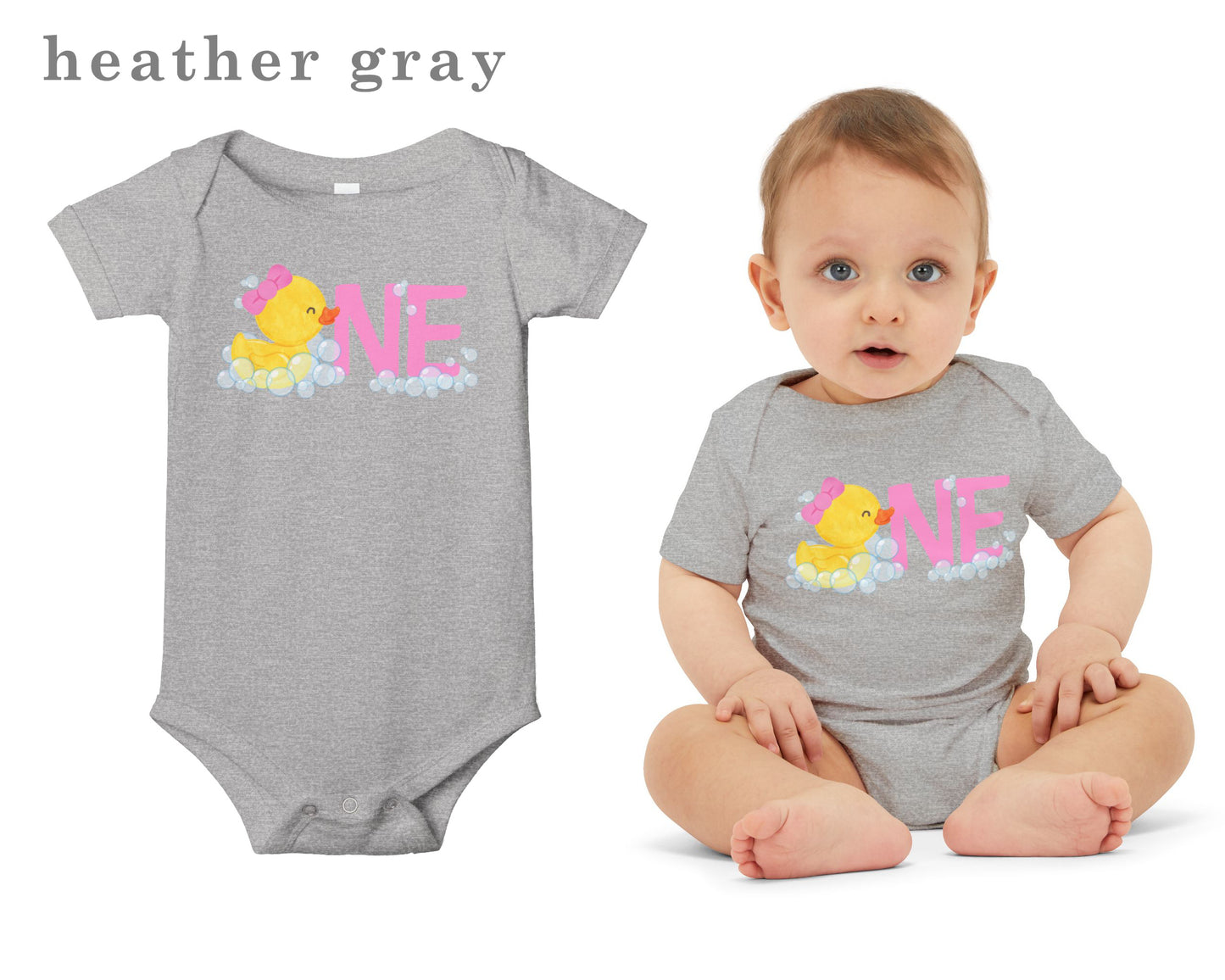 Girl Rubber Ducky ONE First Birthday Bodysuit