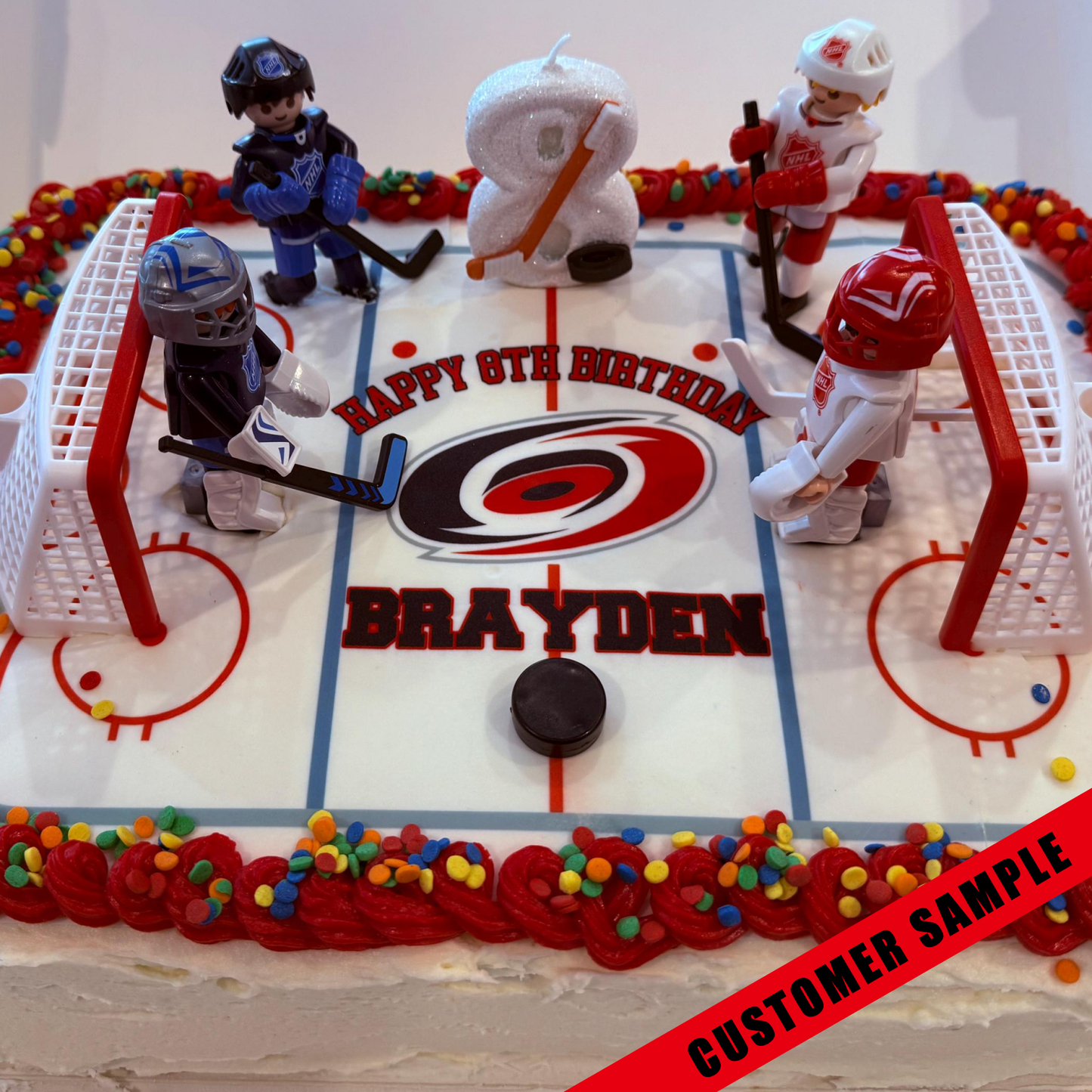 Edible Hockey Rink Personalized Cake Topper Sugar Sheet | for a Hockey Birthday or Team Party