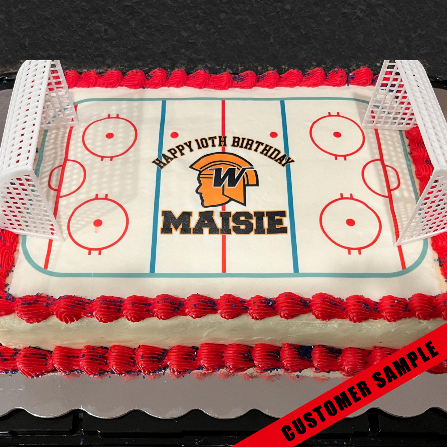 Edible Hockey Rink Personalized Cake Topper Sugar Sheet | for a Hockey Birthday or Team Party