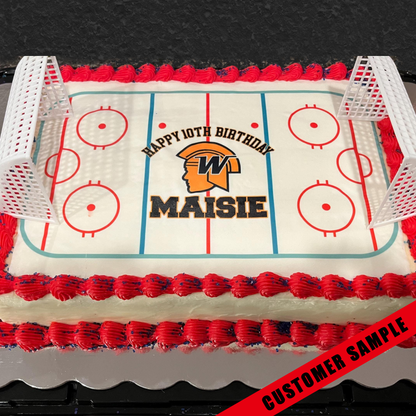 Edible Hockey Rink Personalized Cake Topper Sugar Sheet | for a Hockey Birthday or Team Party