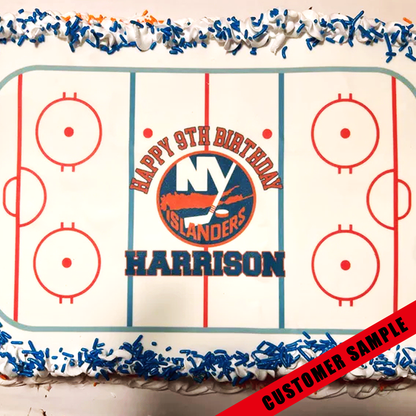 Edible Hockey Rink Personalized Cake Topper Sugar Sheet | for a Hockey Birthday or Team Party