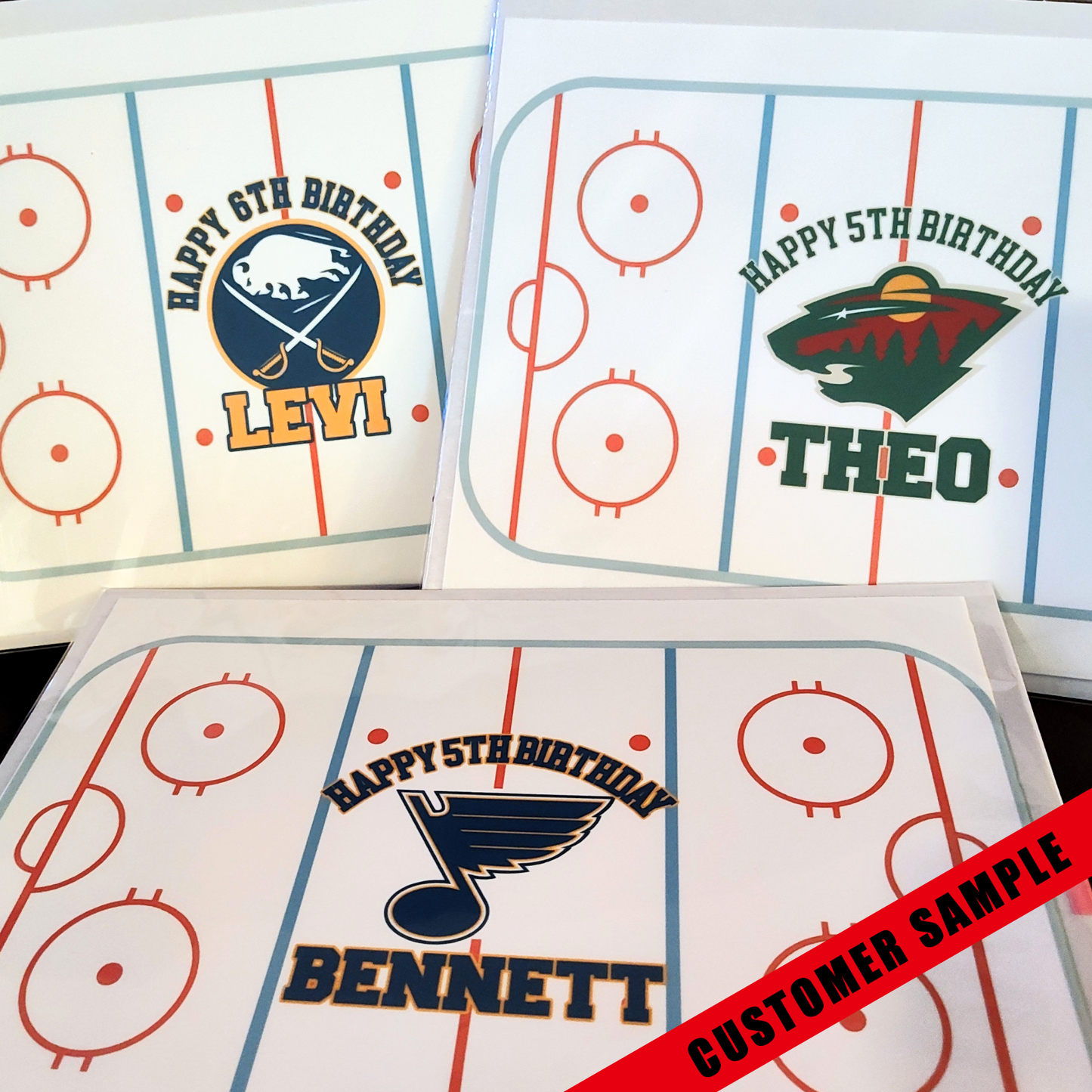 Edible Hockey Rink Personalized Cake Topper Sugar Sheet | for a Hockey Birthday or Team Party
