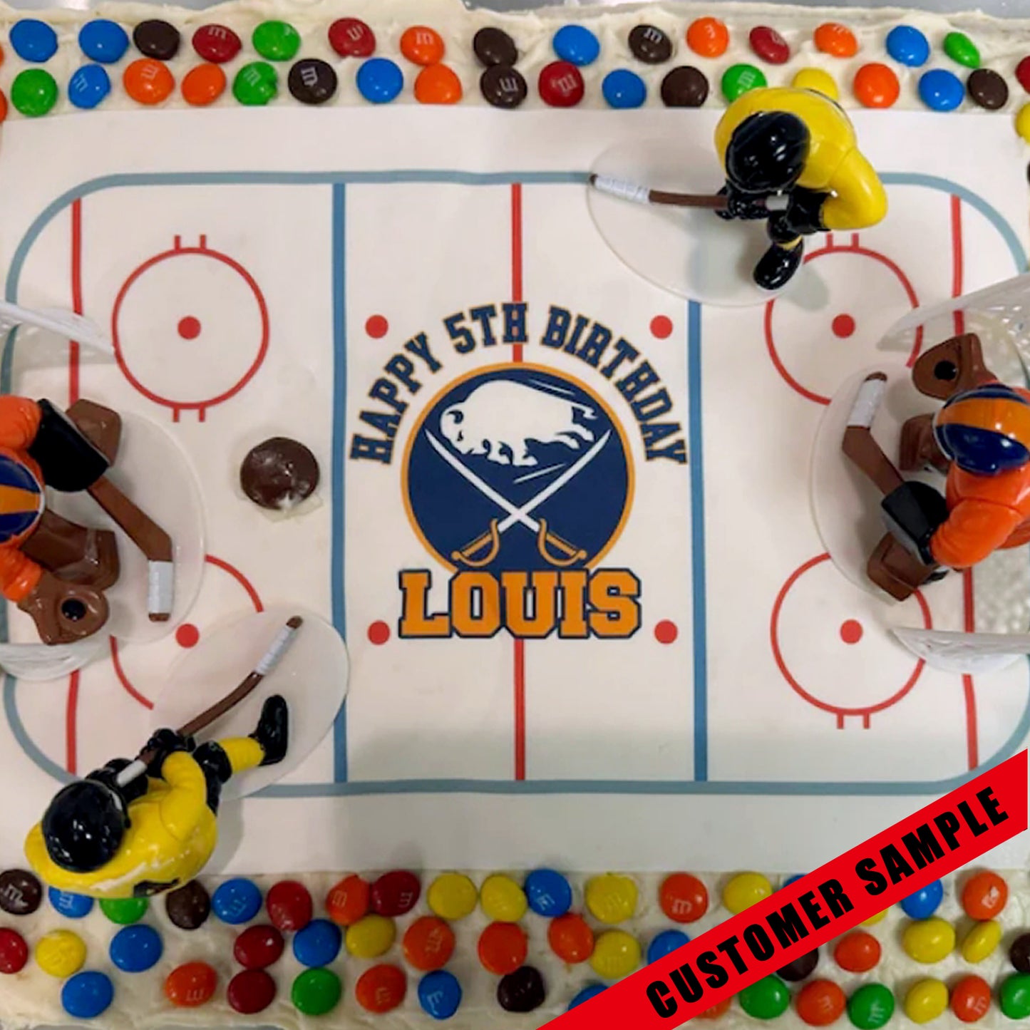 4 Piece Hockey Deco Set ADD ON for : Edible Hockey Rink Cake Topper