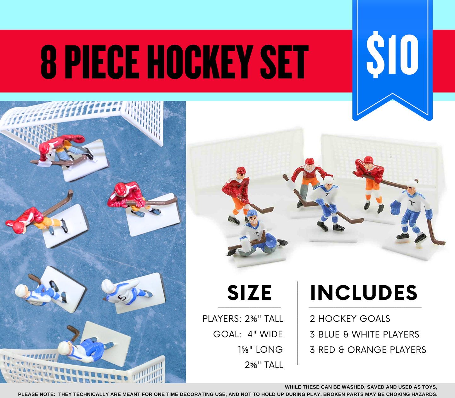 Edible Hockey Rink Personalized Cake Topper Sugar Sheet | for a Hockey Birthday or Team Party