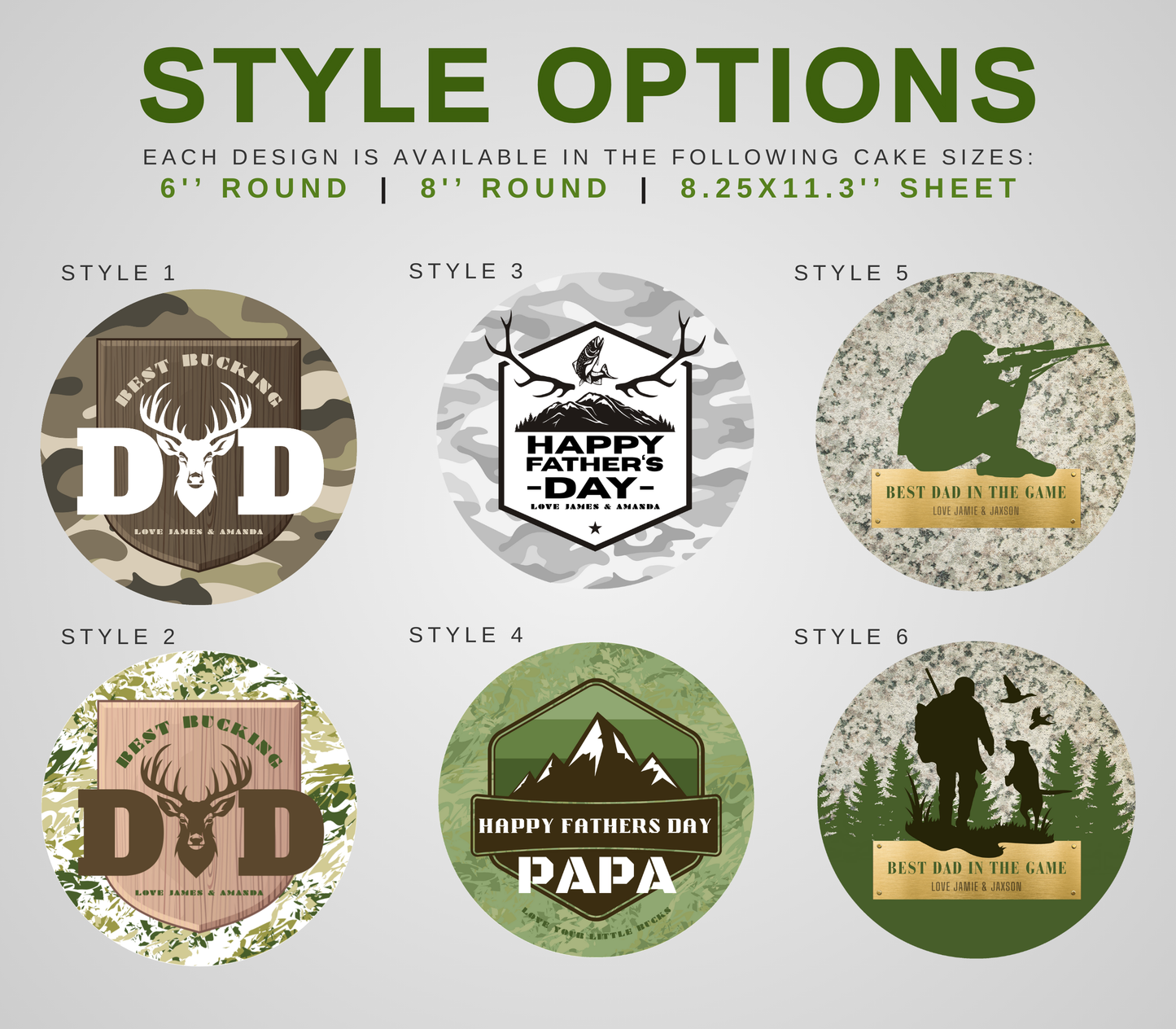 Hunting Edible Father's Day Cake Topper Personalized Sugar Sheet | 6 Style Options
