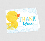 Rubber Duck Thank You Card - INSTANT DOWNLOAD - Rubber Duck Birthday, Rubber Duck Baby Shower, Folded Thank You, Duckie Thank You, Ducky