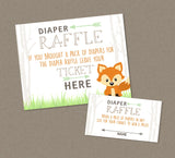 Woodland Baby Shower Diaper Raffle - INSTANT DOWNLOAD - Diaper Raffle Insert, Fox Diaper Raffle, Woodlands, Camper, Teepee, Forest Animals