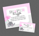 Pink Elephant Baby Shower Diaper Raffle - INSTANT DOWNLOAD - Diaper Raffle Insert, Elephant Diaper Raffle, Elephant Baby Shower, Girl