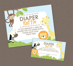 Safari Baby Shower Diaper Raffle - INSTANT DOWNLOAD - Diaper Raffle Insert, Jungle Diaper Raffle, Safari Animals, Jungle Baby Shower