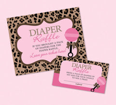 Pink Leopard Baby Shower Diaper Raffle - INSTANT DOWNLOAD - Diaper Raffle Insert, Leopard Diaper Raffle, Girl Baby Shower Diaper Raffle