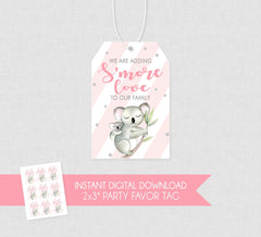 S'more Love Koala Baby Shower Favor Tag - INSTANT DOWNLOAD - Koala Favor Tag, Koala S'more Tag, Koala Baby Shower, Koala Shower Favor Tags