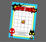 Superhero Baby Shower Bingo - INSTANT DOWNLOAD - Super Hero Shower Games, Superhero Baby Shower Bingo, Gift Bingo, Superhero Baby Bingo