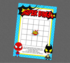 Superhero Baby Shower Bingo - INSTANT DOWNLOAD - Super Hero Shower Games, Superhero Baby Shower Bingo, Gift Bingo, Superhero Baby Bingo