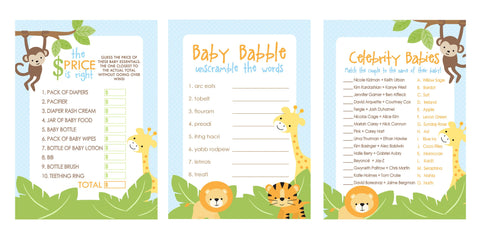 Safari Baby Shower Game Pack - INSTANT DOWNLOAD - Jungle Baby Shower Games, Safari Baby Shower, Jungle Baby Shower, Animals, Zoo