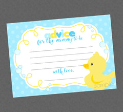 Rubber Duck Baby Shower Advice For Mommy to Be Printable Cards - INSTANT DOWNLOAD - Duck Baby Shower, Duck Advice Cards, Ducky