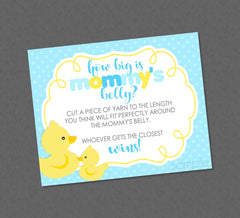 Rubber Duck How Big Is Mommy's Belly Game Shower Sign - INSTANT DOWNLOAD - Duck Baby Shower Games, Belly Measure Game, Duckie, Ducky