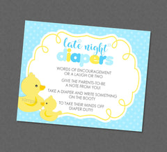 Rubber Duck Late Night Diaper Party Sign - INSTANT DOWNLOAD - Duck Baby Shower, Rubber Ducky, Diaper Advice Sign, Duckie