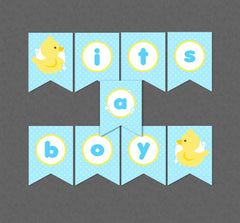 Rubber Duck Baby Shower Hanging Banner - INSTANT DOWNLOAD - Duck Baby Shower, Rubber Duck Baby Shower Banner, It's A Boy, Ducky, Duckie