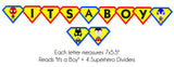 Superhero Baby Shower Hanging Banner - INSTANT DOWNLOAD - Super Hero Baby Shower, Superhero Baby Banner, It's A Boy, Party Sign