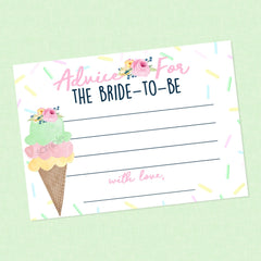 Advice For Bride Ice Cream Bridal Shower Cards | Scooped Up Bridal Shower || DIGITAL DOWNLOAD