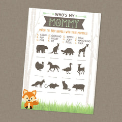 Baby Animal Match Baby Shower Game | Woodland Baby Shower | Who's My Mommy || DIGITAL DOWNLOAD