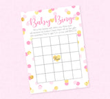 Pink & Gold Confetti Baby Shower Bingo - INSTANT DOWNLOAD - Baby Girl Shower Games, Baby Shower Bingo, Gift Bingo, Pink, Gold, Girl