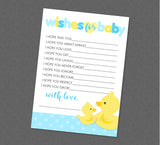 Rubber Duck Baby Shower Wishes For Baby Printable Cards - INSTANT DOWNLOAD - Duck Advice Cards, Ducky Wishes For Baby, Rubber Duckie