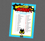 Superhero Baby Animal Match Shower Game - INSTANT DOWNLOAD - Superhero Shower Games, Who's My Mommy, Super Hero, Baby Superheroes