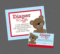 Teddy Bear Baby Shower Diaper Raffle - INSTANT DOWNLOAD - Diaper Raffle Insert, Bear Diaper Raffle, Teddy Bear Baby Shower