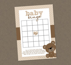 Teddy Bear Baby Shower Bingo - INSTANT DOWNLOAD - Bear Shower Games, Baby Bingo, Teddy Bear Baby Shower, Gift Bingo, Brown