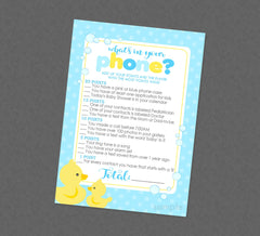 Rubber Duck What's In Your Phone Baby Shower Game - INSTANT DOWNLOAD - Duck Shower Games, Ducky, Phone Game, Duckie