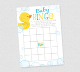 Rubber Duck Baby Shower Bingo - INSTANT DOWNLOAD - Duck Baby Shower Games, Baby Bingo, Rubber Ducky, Duckie, Gift Bingo