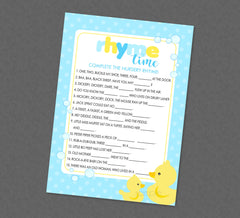 Rubber Duck Nursery Rhyme Shower Game - INSTANT DOWNLOAD - Duck Baby Shower Games, Rubber Duckie, Nursery Rhymes Baby Game, Ducky