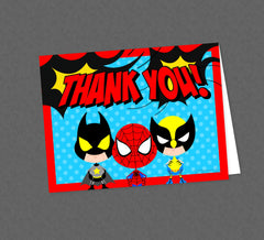 Superhero Thank You Card - INSTANT DOWNLOAD - Superhero Birthday, Superhero Baby Shower, Folded Thank You, Super Hero Thank You