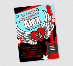 Rocker Boy Birthday Invite, Boy Rockstar Birthday, Rockstar Birthday Invitation, Rock Star Birthday, Rockstar Party Invites, Rocker