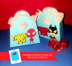 Superhero Printable Favor Boxes - INSTANT DOWNLOAD - Baby Shower, Birthday, Favor Box, Superheroes, Super Hero, Superhero Baby Shower